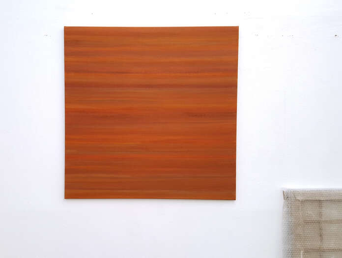 The Red in the Earth | 2017 | soil from Germany, USA, Greece, Croatia, & France | with acrylic on cotton | 90 x 90 cm The Red in the Earth | 2017 | soil from Germany, USA, Greece, Croatia, & France | with acrylic on cotton | 90 x 90 cm