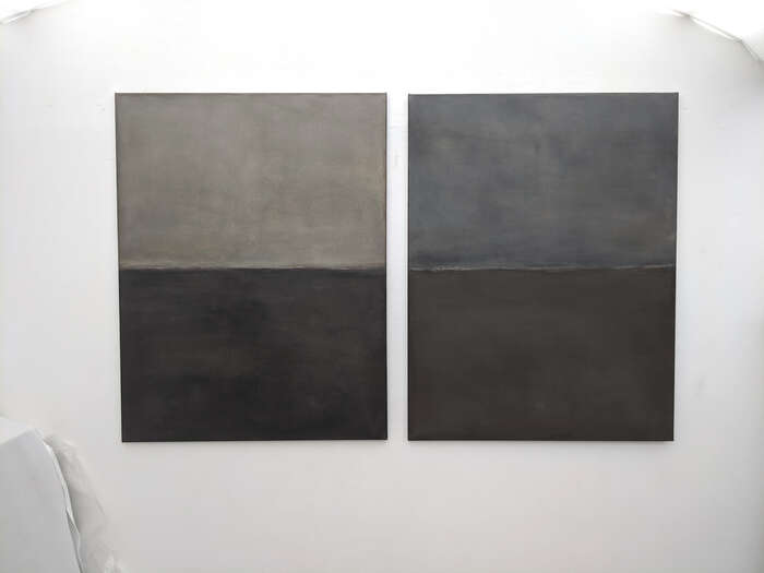 Everyday Rhythm_The Path Between Us no.1 & 2 | 2020 | soil Bavaria, Germany with acrylic on cotton | ea. 130 x 100 cm Everyday Rhythm_The Path Between Us no.1 & 2 | 2020 | soil Bavaria, Germany with acrylic on cotton | ea. 130 x 100 cm