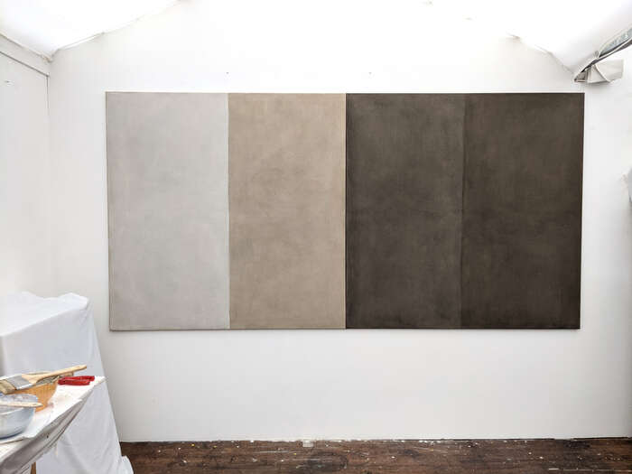 Visual Purity no. 2 | 2021 | soil from Germany & Holland with acrylic on cotton | 140 x 280 cm