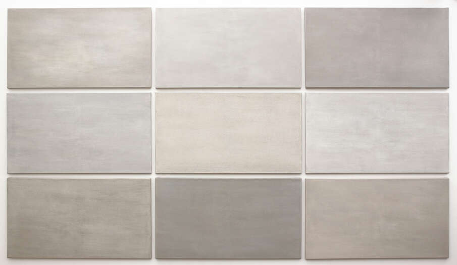 The Grey in the Light | 2018 | soils from Germany, UAE & USA with acrylic on cotton | 165 x 285 cm The Grey in the Light | 2018 | soils from Germany, UAE & USA with acrylic on cotton | 165 x 285 cm