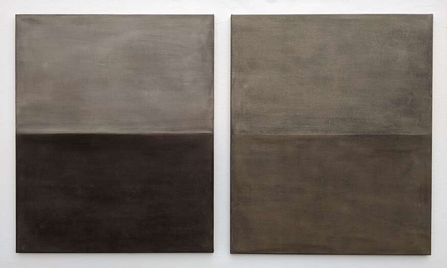 Another Day, Another Horizon no. 7 & 6 | 2020 | soil from Bavaria, Germany with acrylic on linen | ea. 90 x 75 cm Another Day, Another Horizon no. 7 & 6 | 2020 | soil from Bavaria, Germany with acrylic on linen | ea. 90 x 75 cm