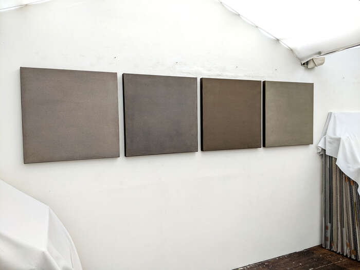 With the Ground We Stand On 1 - 4 | 2022 | soils from Bavaria, Germany with acrylic on linen | each 70 x 70 x 4.5 cm With the Ground We Stand On 1 - 4 | 2022 | soils from Bavaria, Germany with acrylic on linen | each 70 x 70 x 4.5 cm