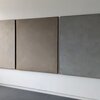 In Between (triptych) | 2025| soils from Germany, Italy, Greece & the USA | with acrylic on cotton | 150 x 400 x 4.5 cm In Between (triptych) | 2025| soils from Germany, Italy, Greece & the USA | with acrylic on cotton | 150 x 400 x 4.5 cm